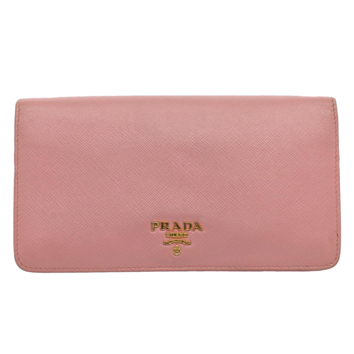 PRADA Chain Wallet Safiano leather Pink Auth ar10641B