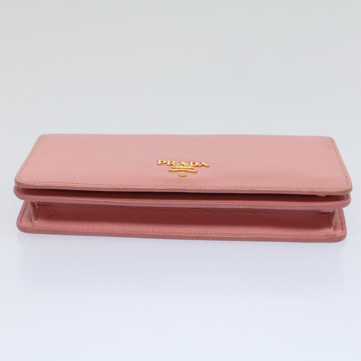 PRADA Chain Wallet Safiano leather Pink Auth ar10641B