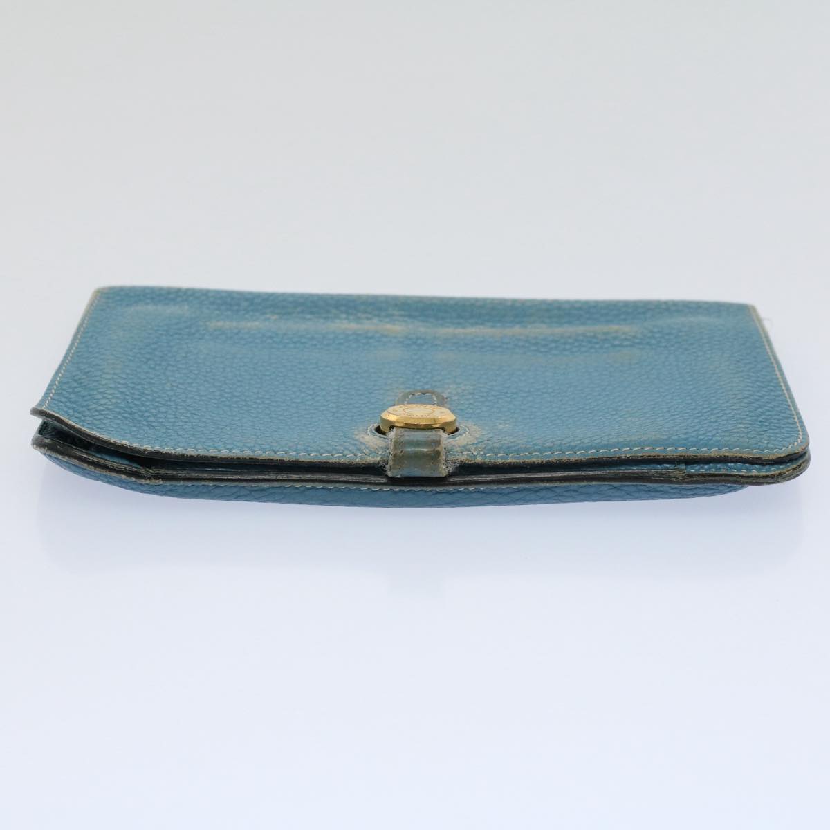 HERMES Dogon GM Wallet Leather Blue Auth ar10643B