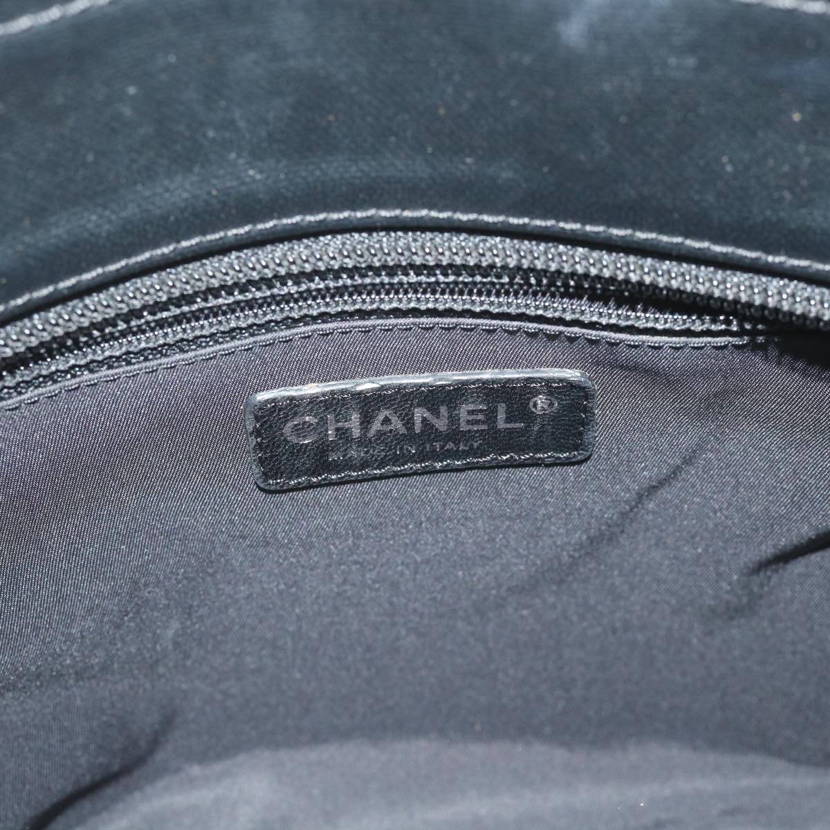 CHANEL Paris Biarritz Tote PM Tote Bag Coated Canvas Black CC Auth ar10719