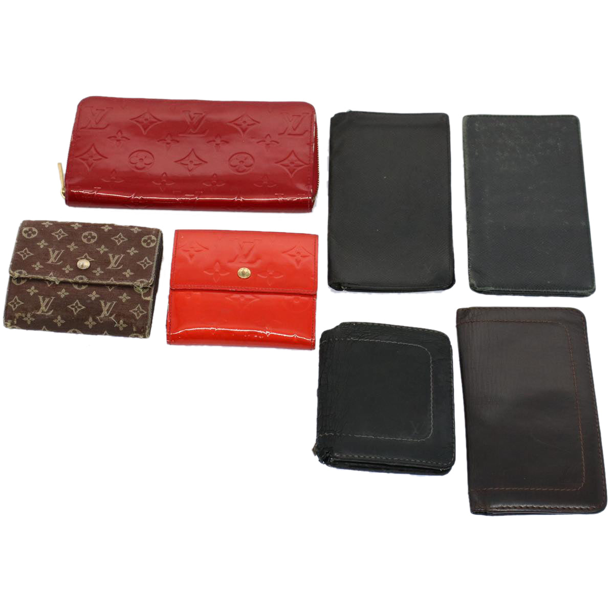 LOUIS VUITTON Monogram Idylle Vernis Taiga Wallet 7Set Red Orange Auth ar10765