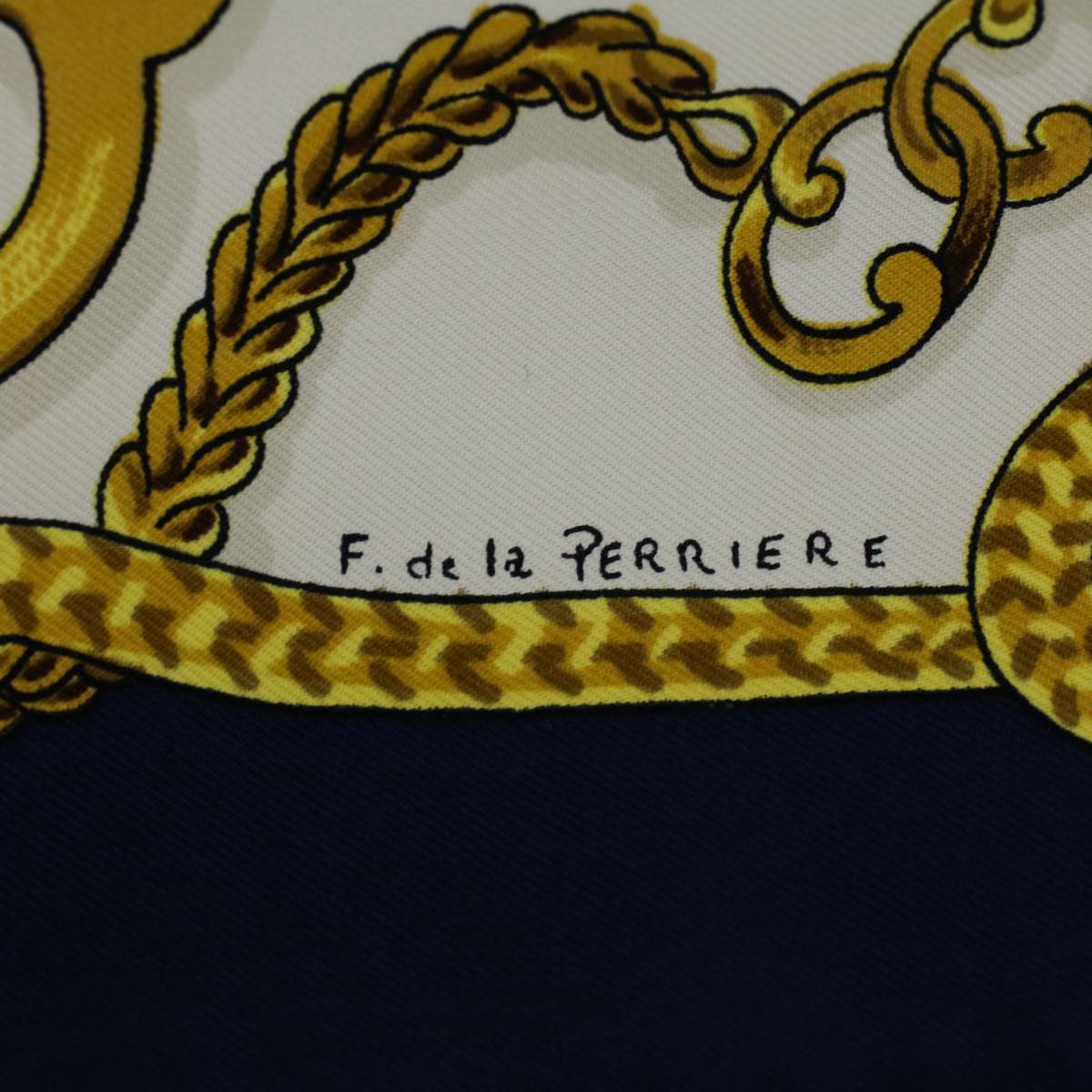 HERMES Carre 90 equitation japonaise Scarf Silk Navy Auth ar10773