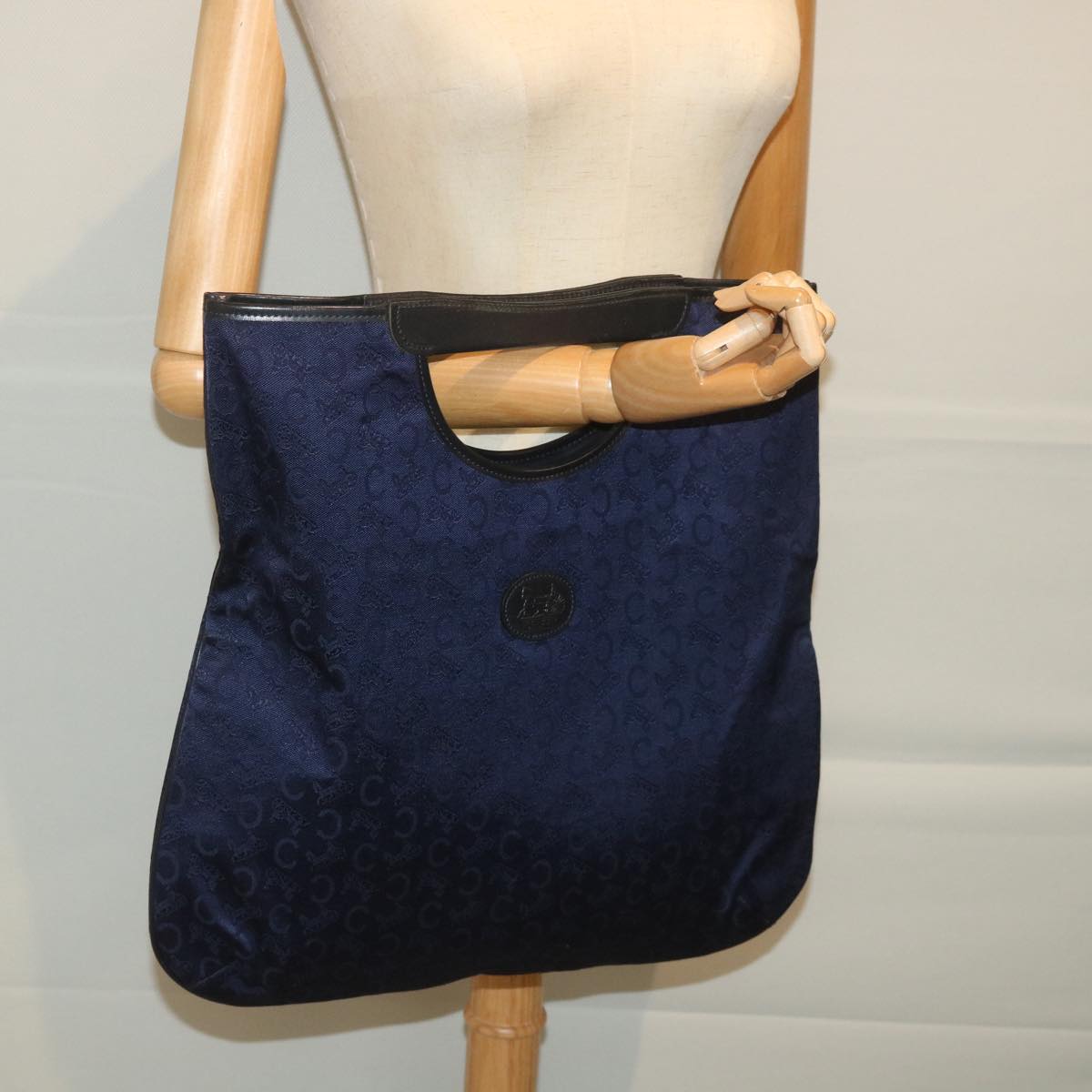 CELINE C Macadam Canvas Hand Bag Navy Auth ar10793