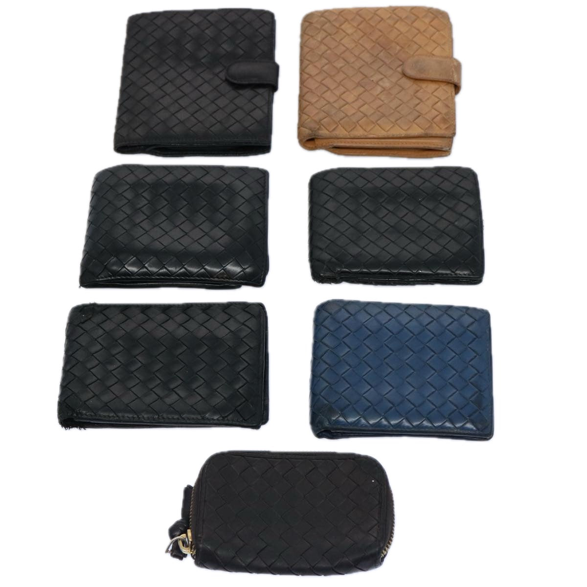 BOTTEGA VENETA INTRECCIATO Wallet Leather 7Set Brown Black blue Auth ar10902