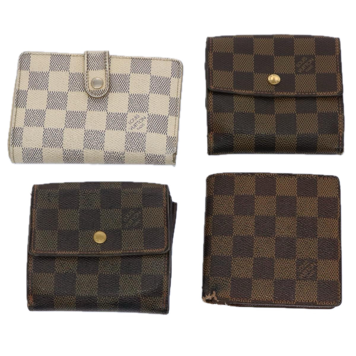 LOUIS VUITTON Monogram Damier Azur Ebene Wallet 4Set LV Auth ar10932