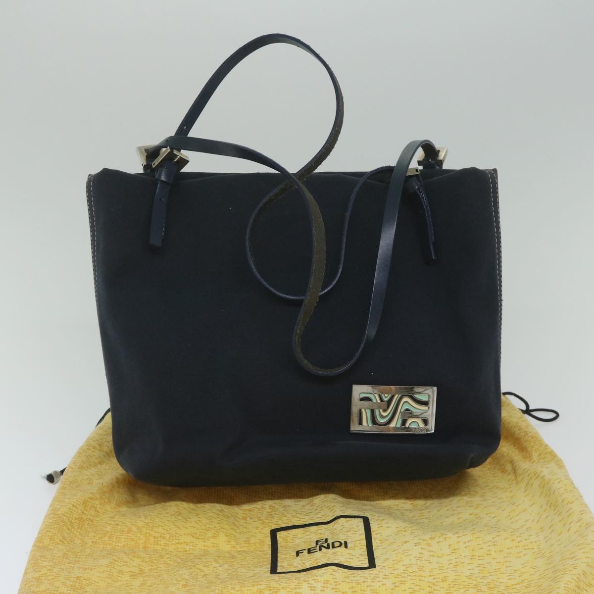 FENDI Tote Bag Canvas Navy Auth ar10959B