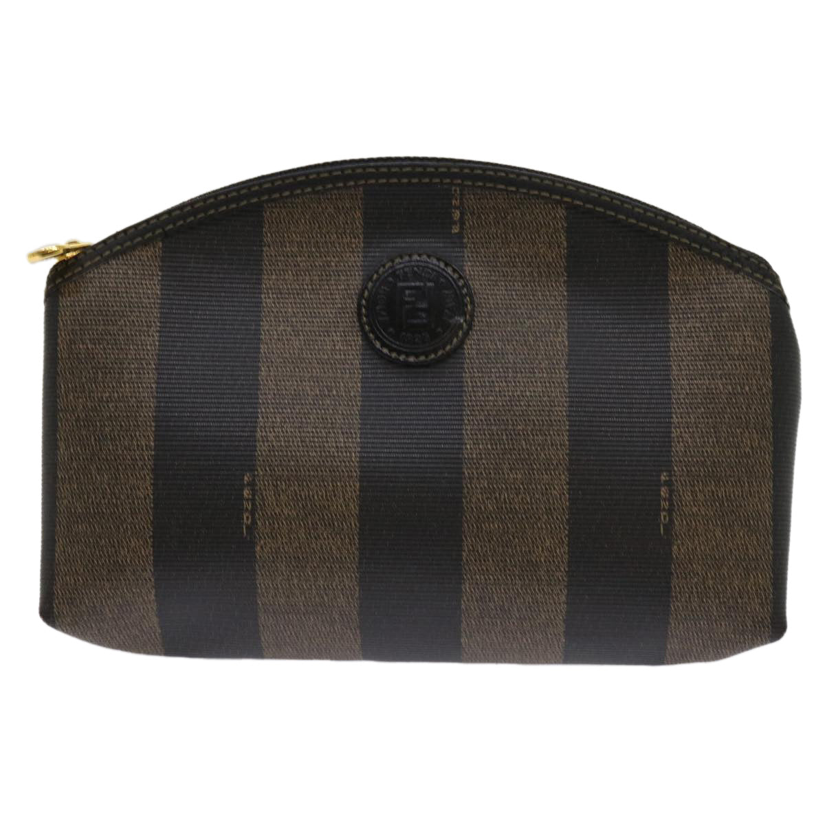 FENDI Pecan Canvas Pouch Coated Canvas Brown Auth ar11022