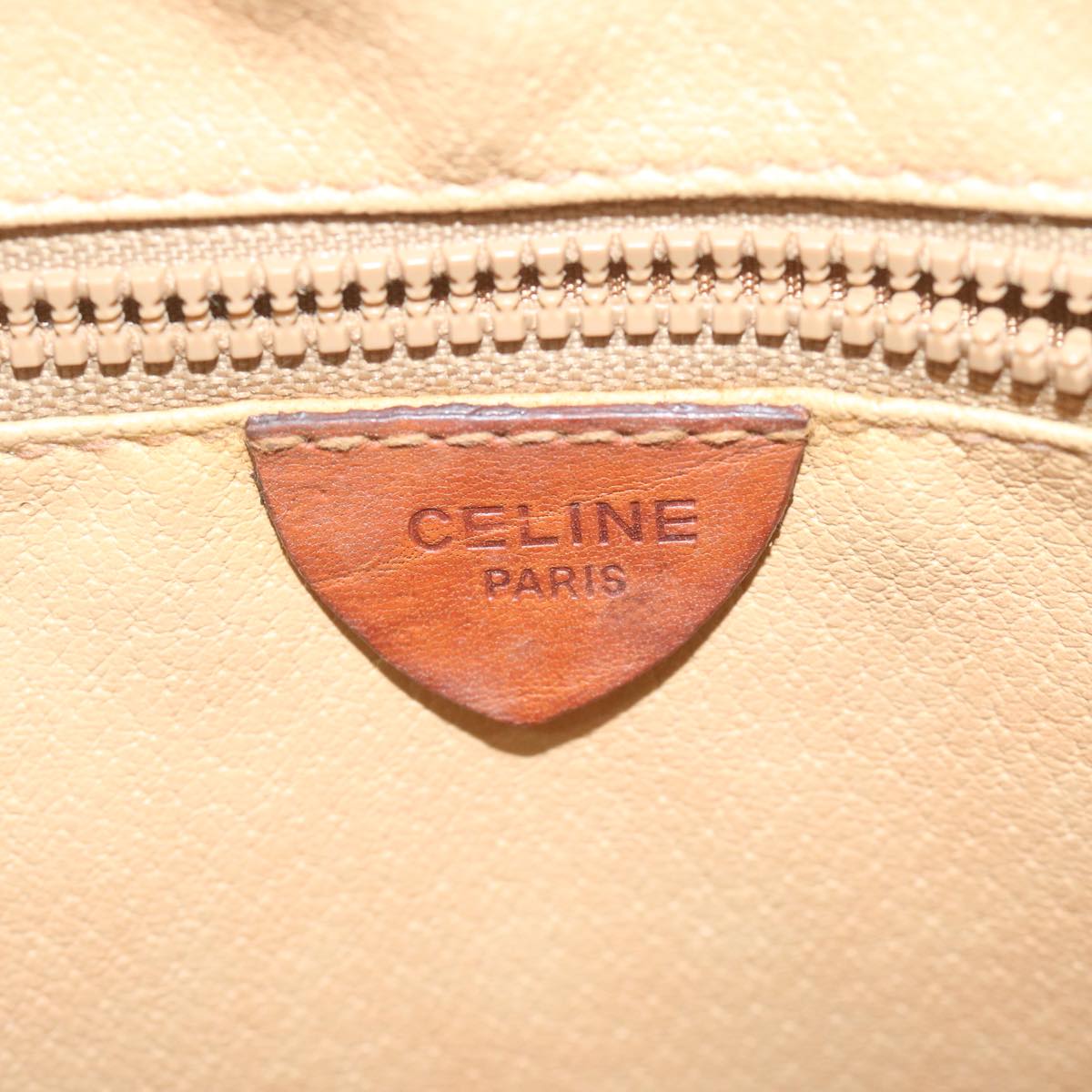 CELINE Macadam Canvas Clutch Bag Beige Auth ar11023