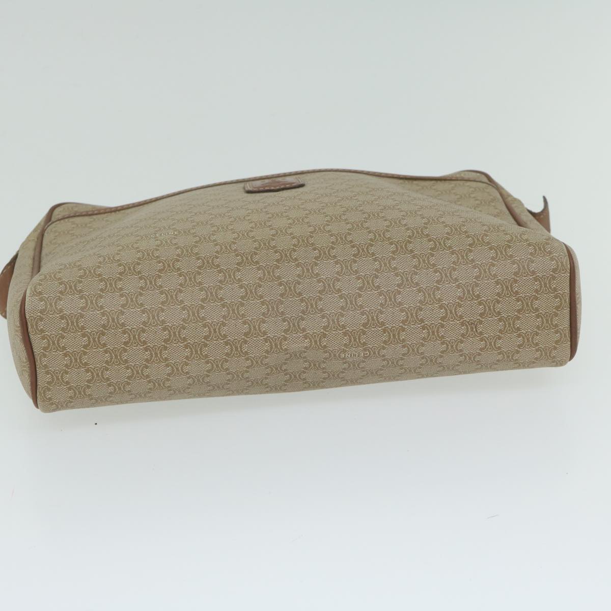 CELINE Macadam Canvas Clutch Bag Beige Auth ar11023