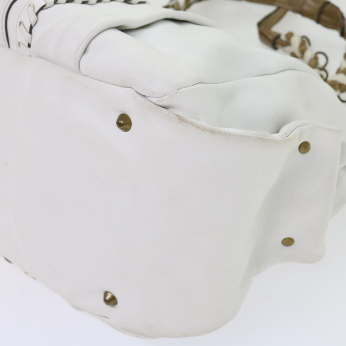 Chloe Shoulder Bag Leather White Auth ar11050