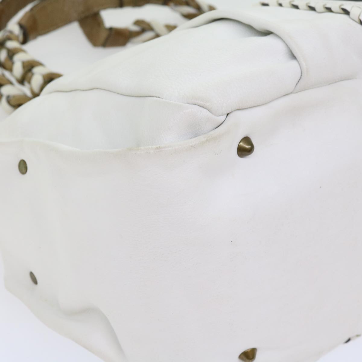 Chloe Shoulder Bag Leather White Auth ar11050