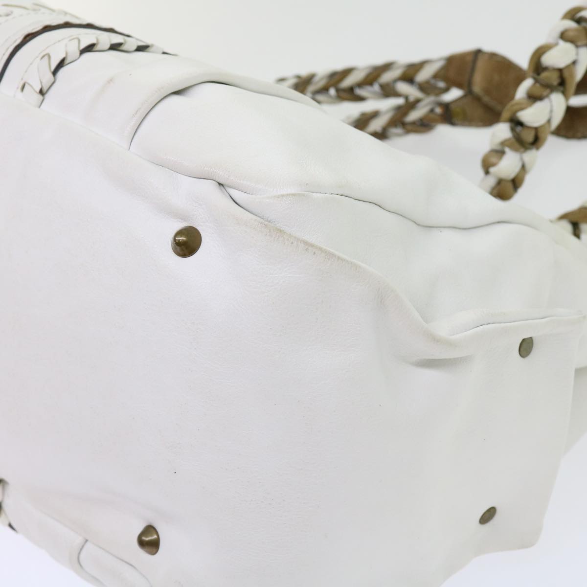 Chloe Shoulder Bag Leather White Auth ar11050