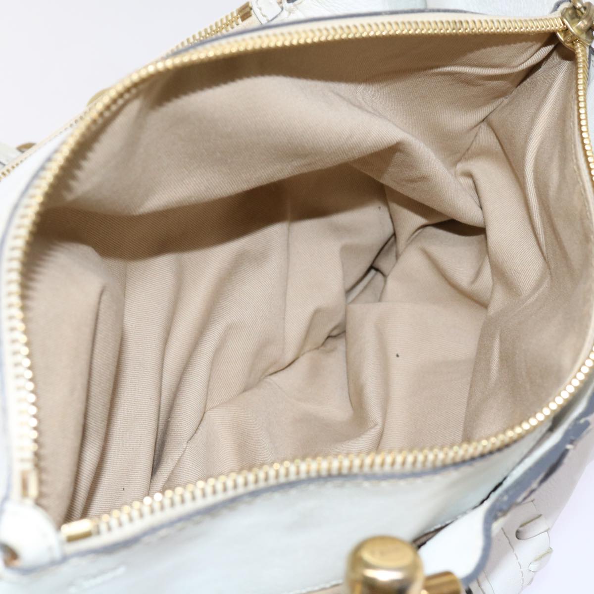 Chloe Shoulder Bag Leather White Auth ar11050