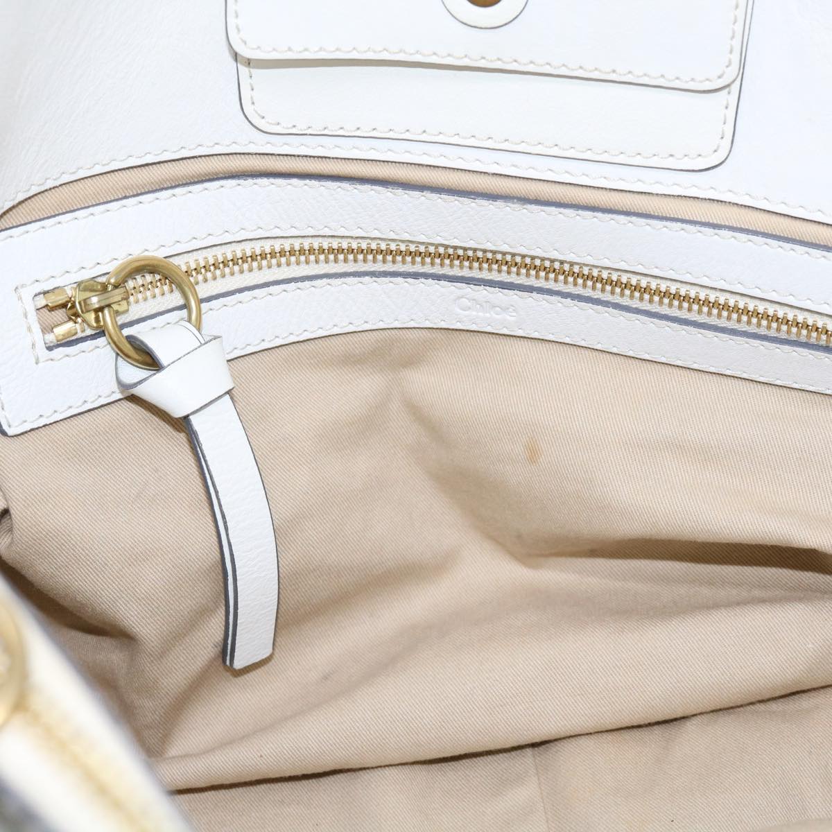 Chloe Shoulder Bag Leather White Auth ar11050