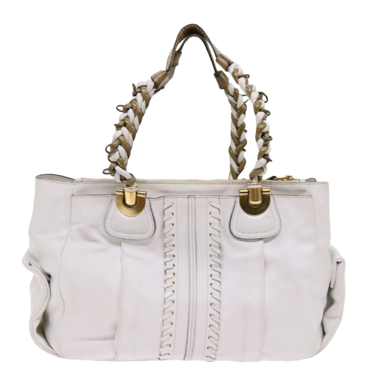 Chloe Shoulder Bag Leather White Auth ar11050