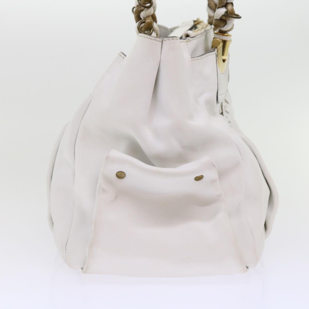 Chloe Shoulder Bag Leather White Auth ar11050