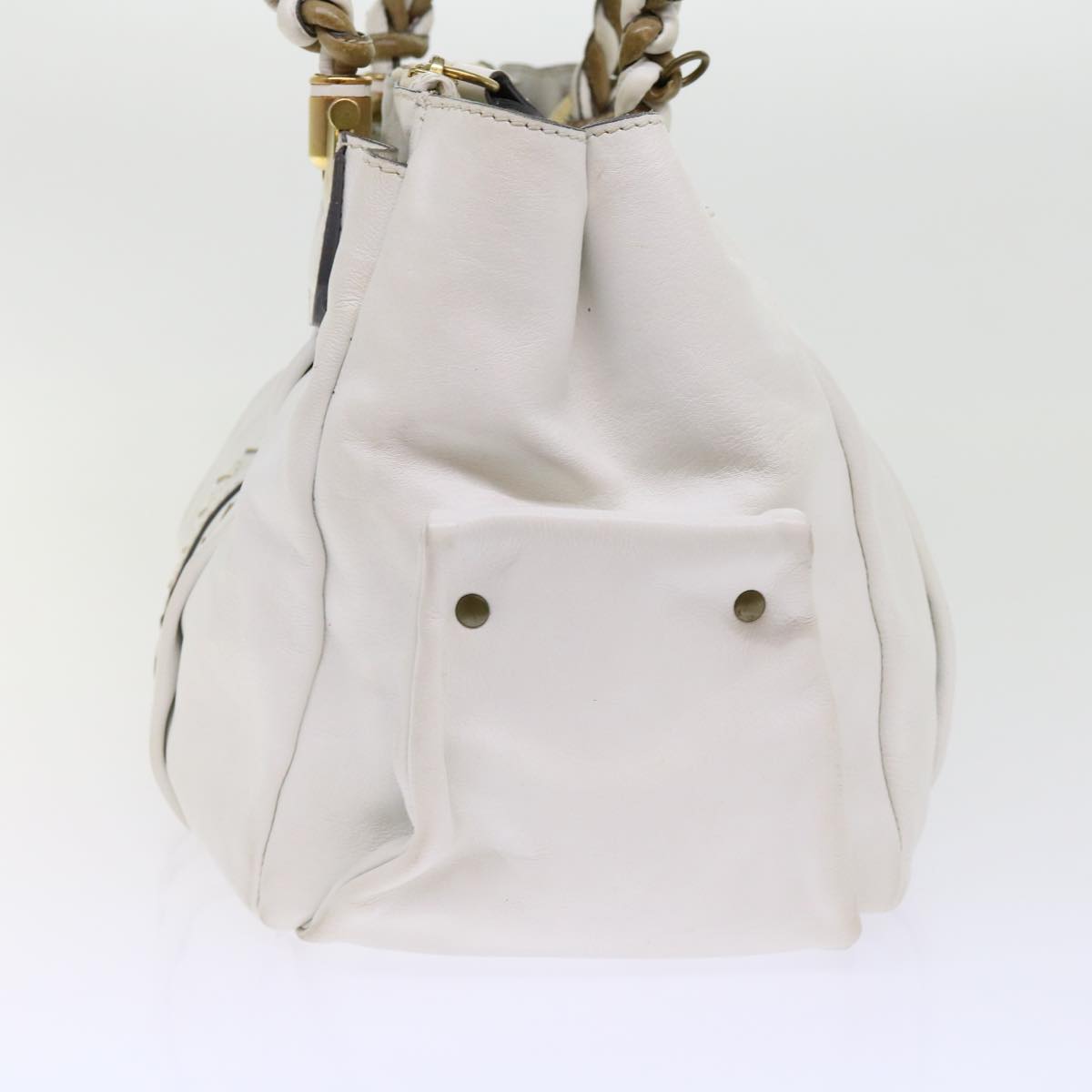 Chloe Shoulder Bag Leather White Auth ar11050