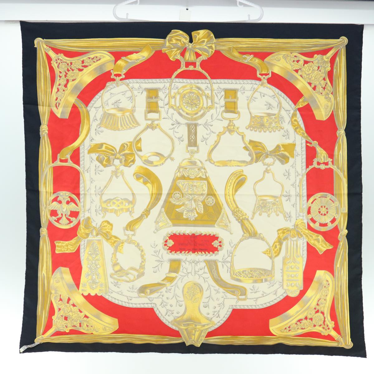 HERMES Carre 90 ETRIERS Scarf Silk Yellow Auth ar11064