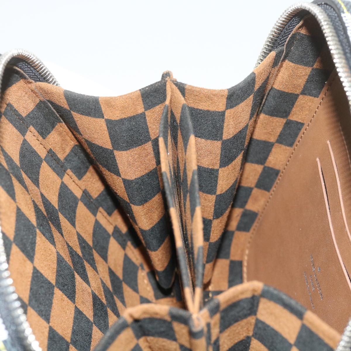 LOUIS VUITTON Damier Versette Vertical Hand Bag White Black N60273 Auth ar11067S