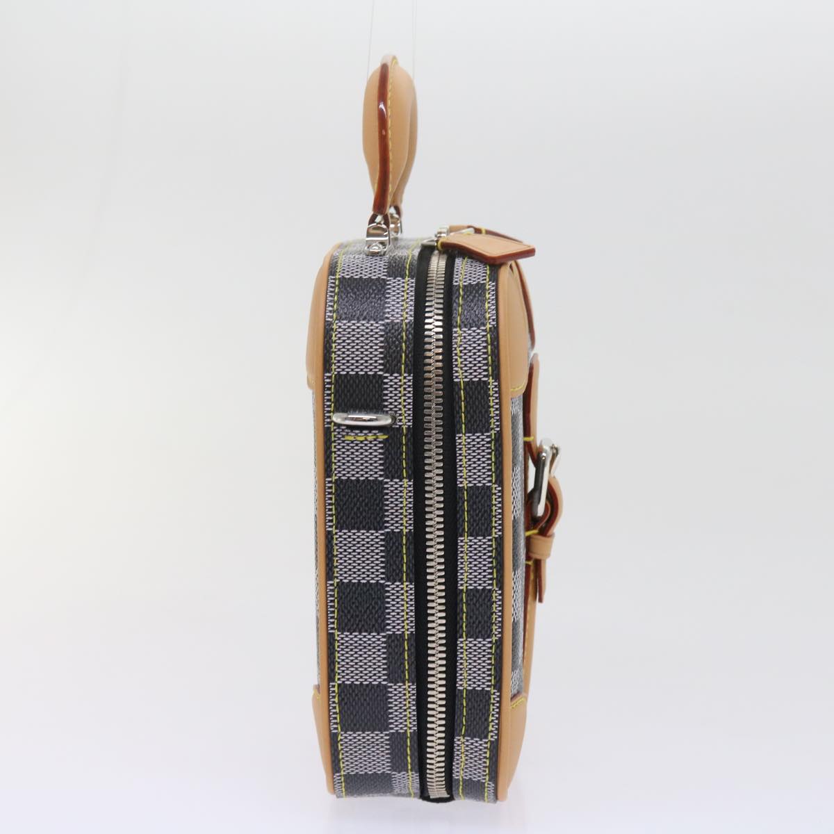 LOUIS VUITTON Damier Versette Vertical Hand Bag White Black N60273 Auth ar11067S