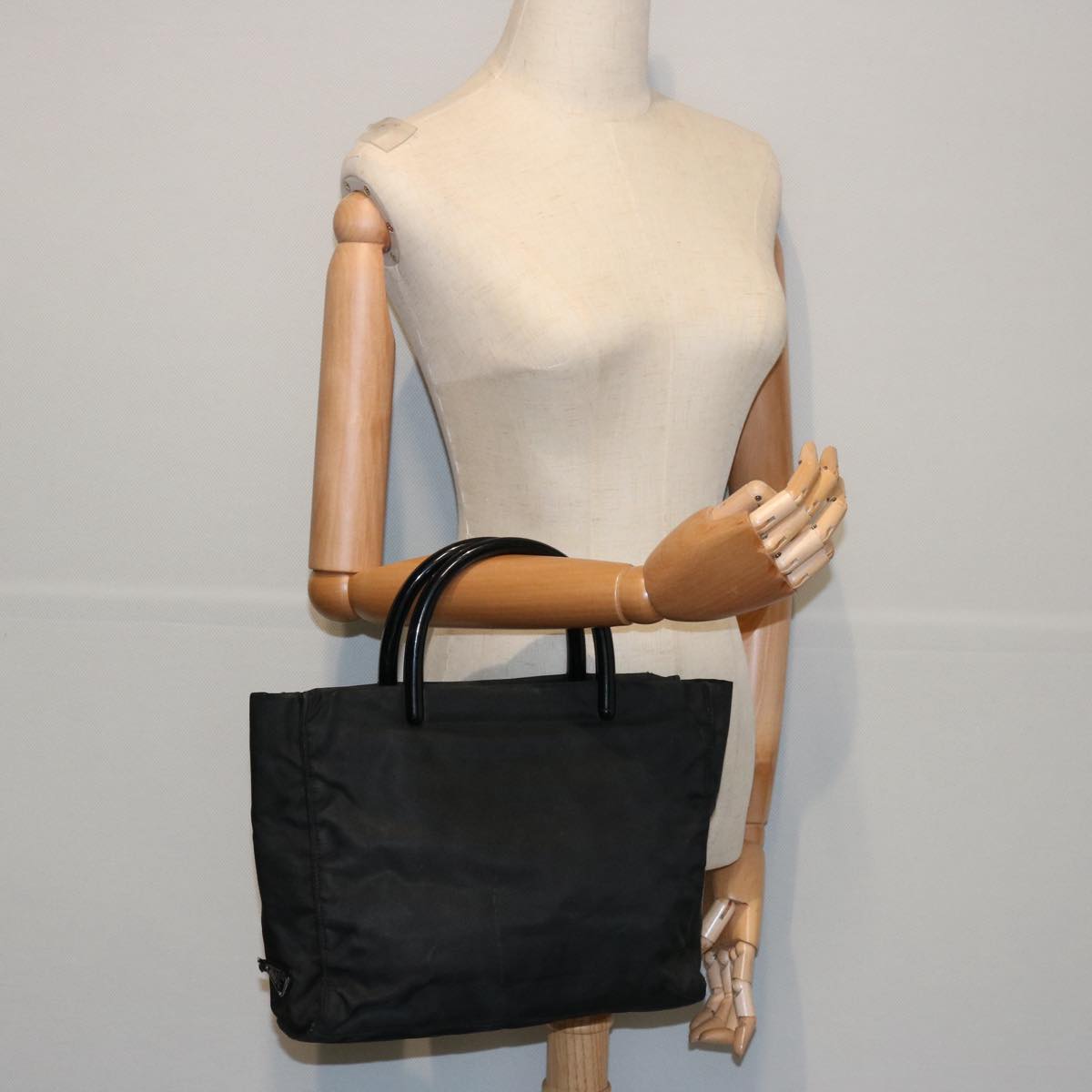 PRADA Hand Bag Nylon Black Auth ar11077