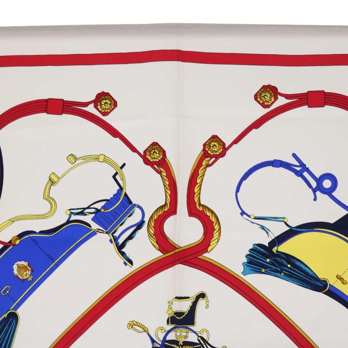 HERMES Carre 90 SPRINGS Scarf Silk White Auth ar11102