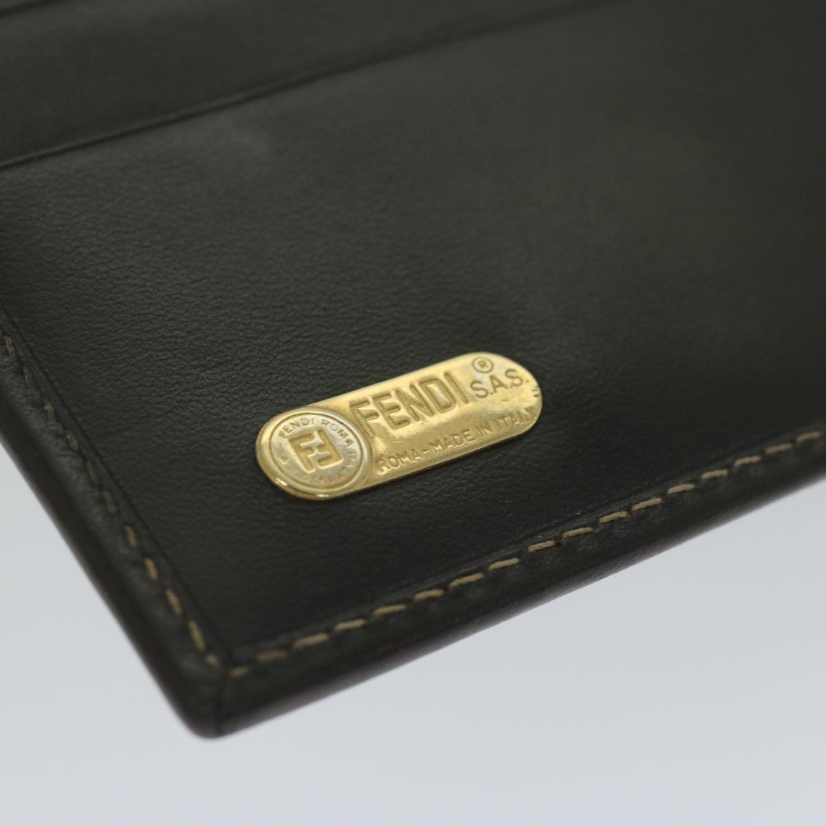 FENDI Zucca Canvas Wallet Black Brown Auth ar11107