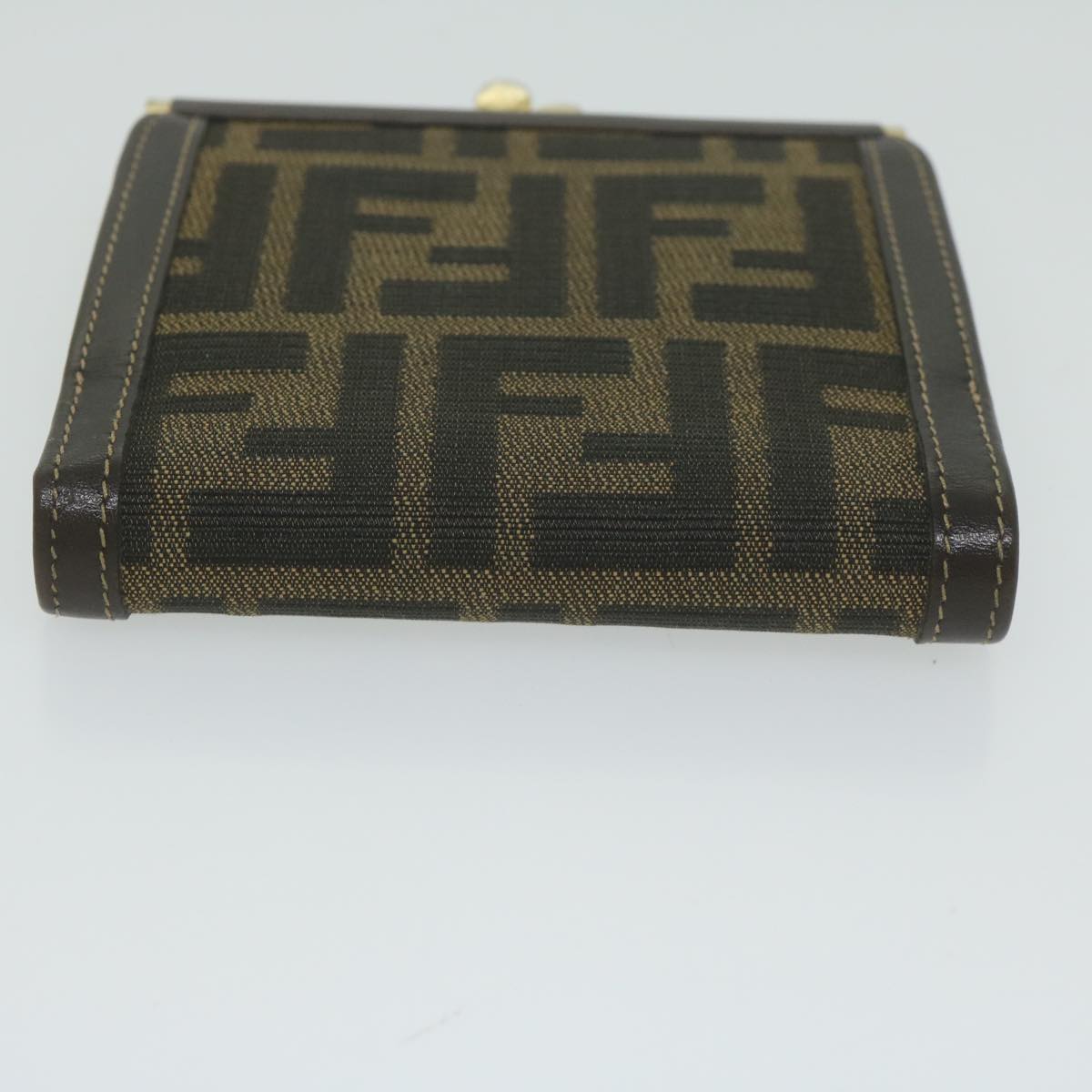 FENDI Zucca Canvas Wallet Black Brown Auth ar11107