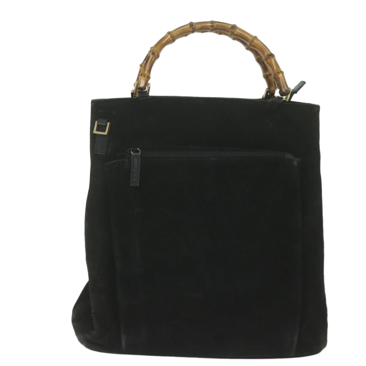 GUCCI Bamboo Hand Bag Suede Black 002.2122.0506 Auth ar11121