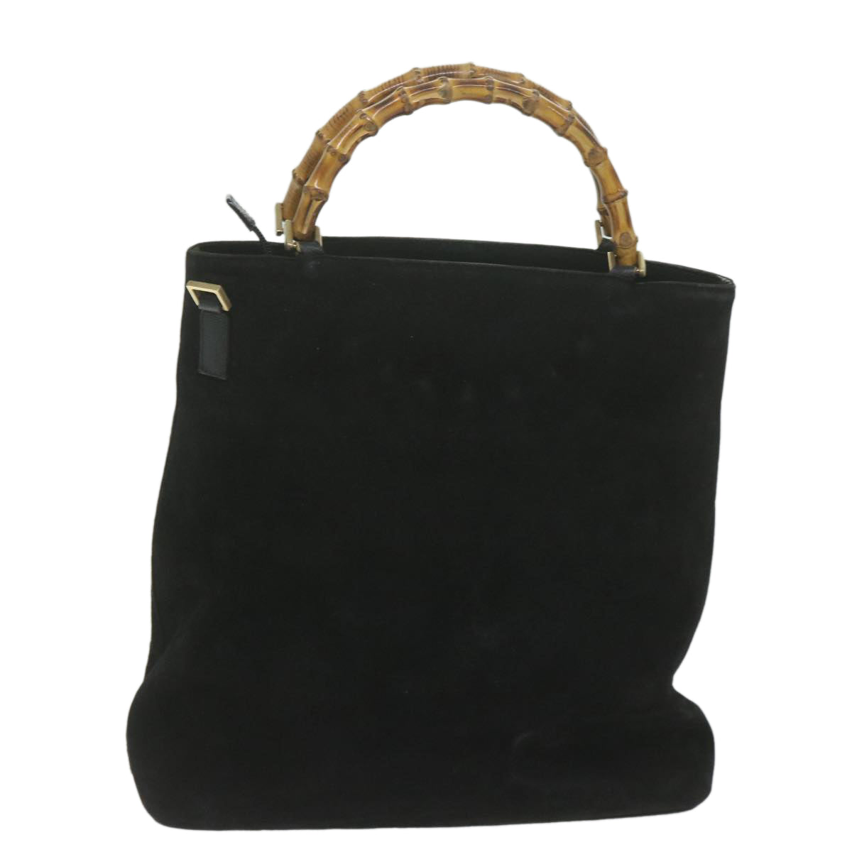 GUCCI Bamboo Hand Bag Suede Black 002.2122.0506 Auth ar11121