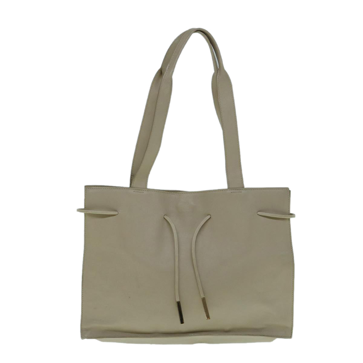 GUCCI Tote Bag Leather Beige Auth ar11129