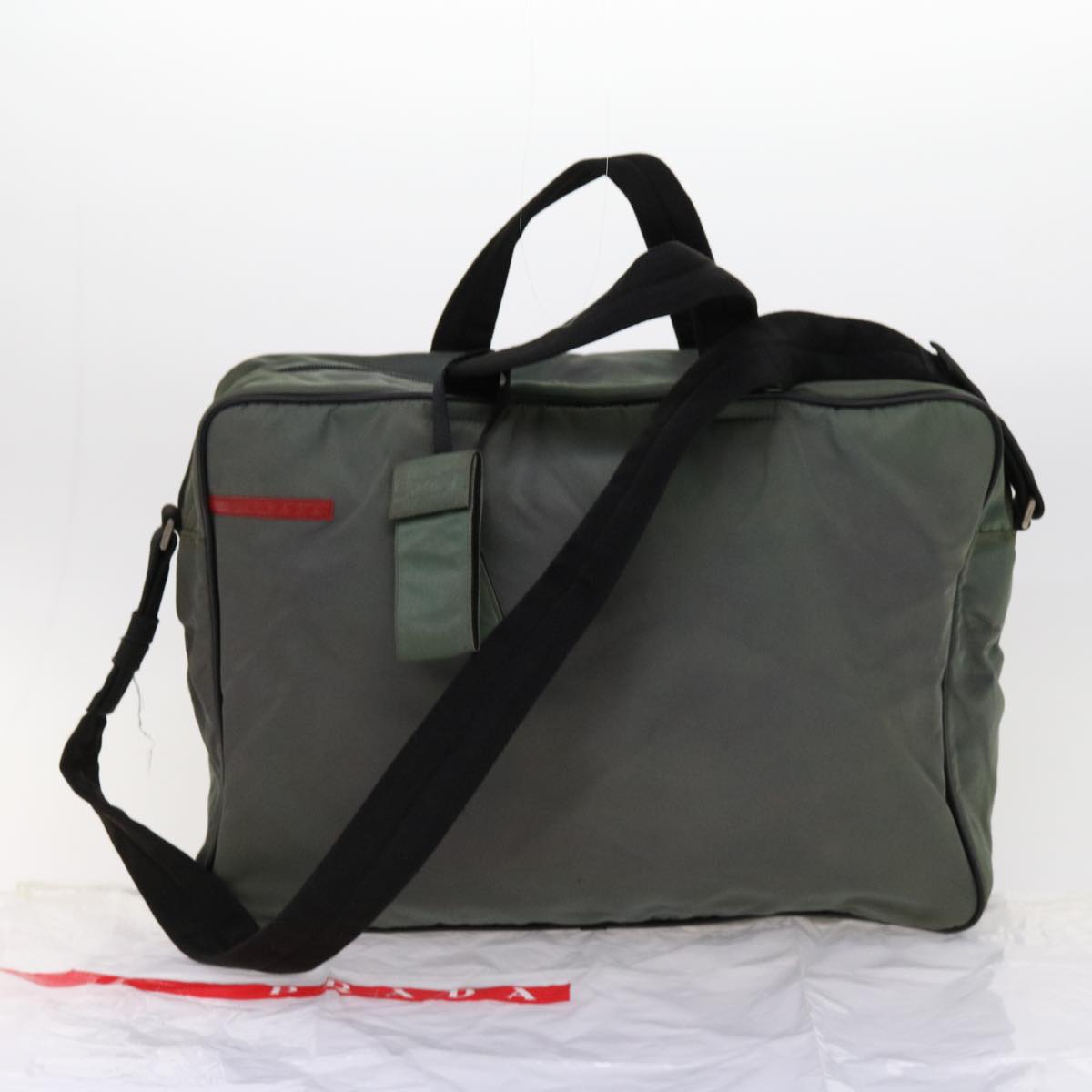 PRADA Boston Bag Nylon 2way Green Auth ar11180B