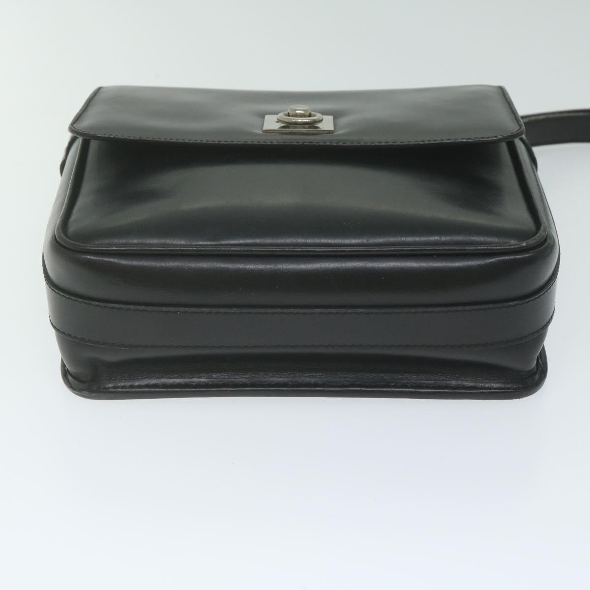 CELINE Shoulder Bag Leather Black Auth ar11207