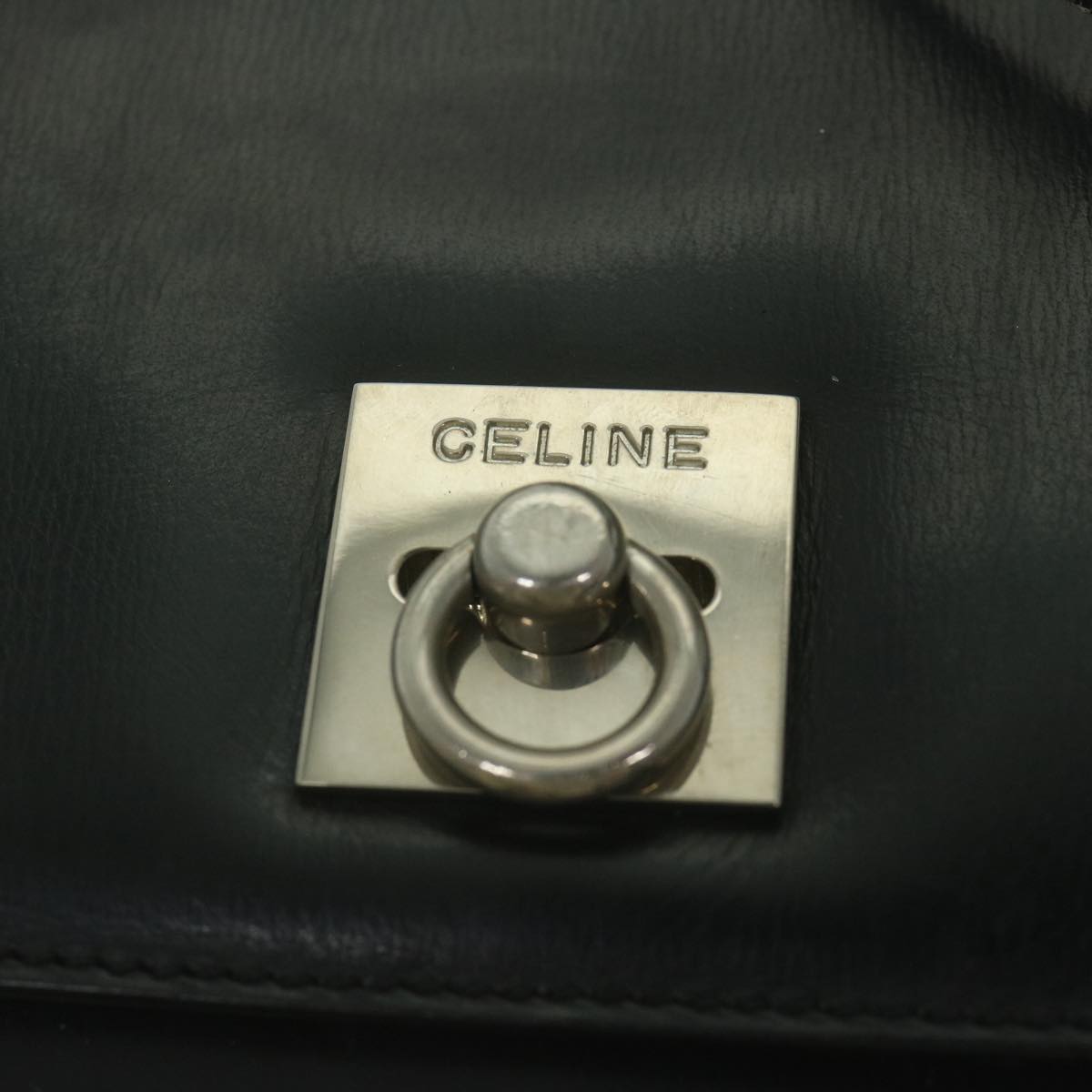 CELINE Shoulder Bag Leather Black Auth ar11207