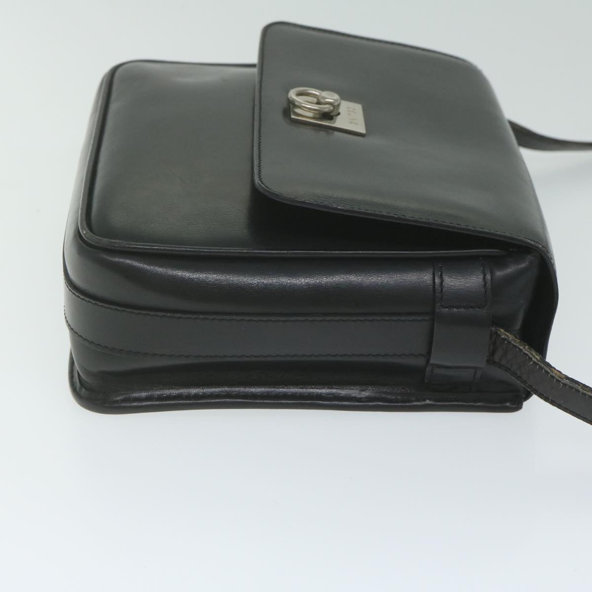 CELINE Shoulder Bag Leather Black Auth ar11207