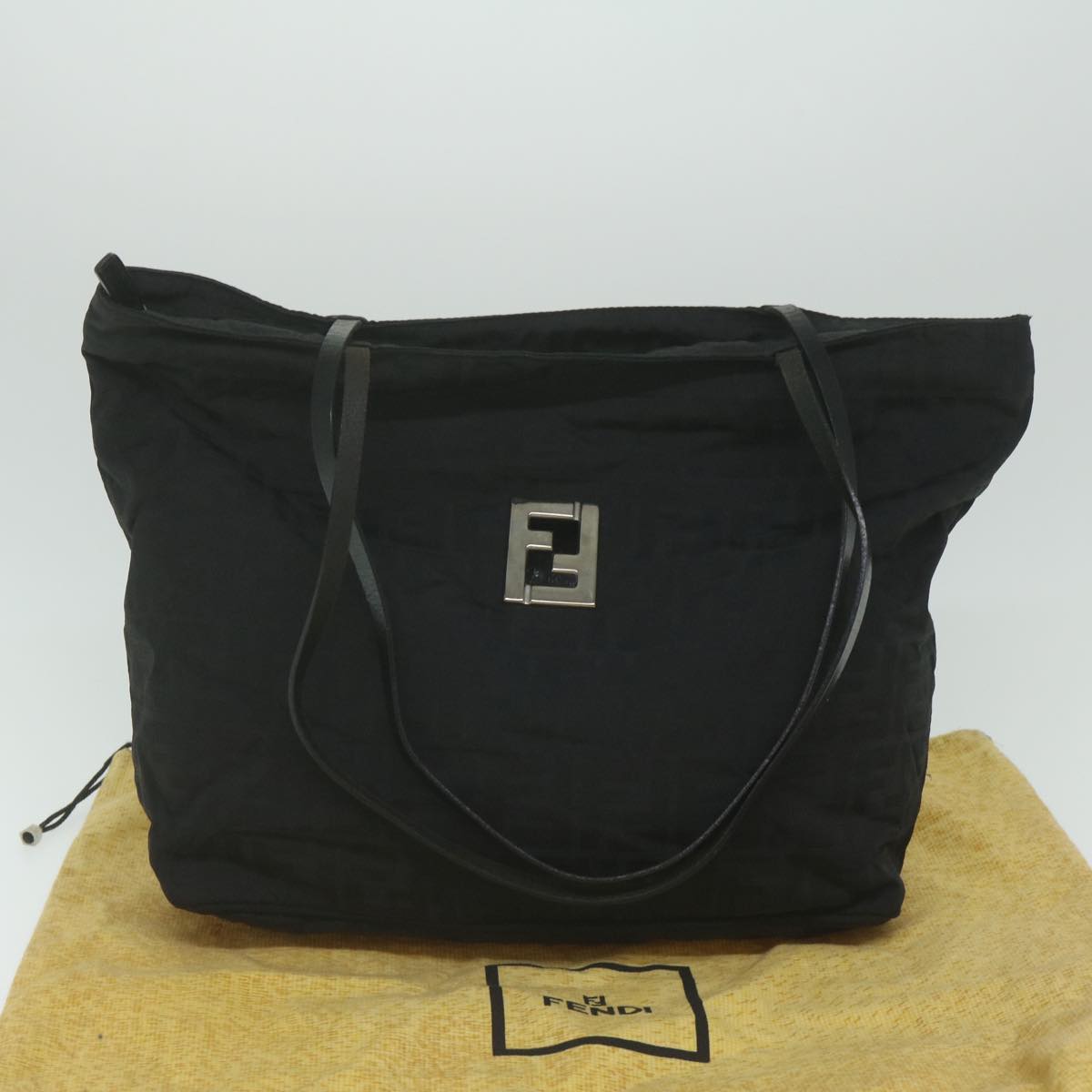 FENDI Zucca Canvas Tote Bag Black Auth ar11225