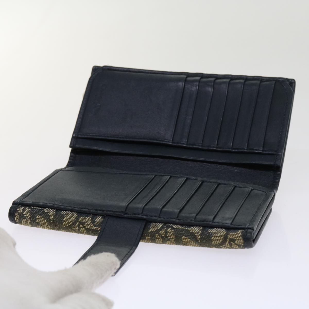 Christian Dior Trotter Canvas Wallet 4Set Navy Green Auth ar11250