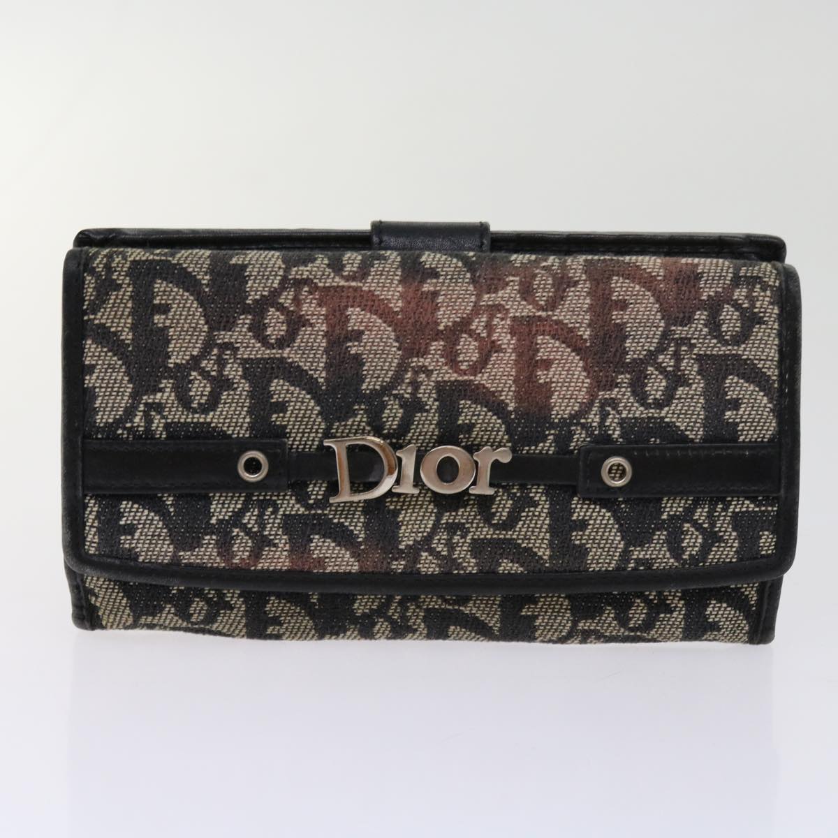 Christian Dior Trotter Canvas Wallet 4Set Navy Green Auth ar11250