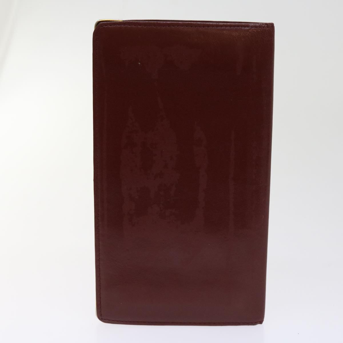 CARTIER Wallet Leather 10set Wine Red Black Auth ar11260