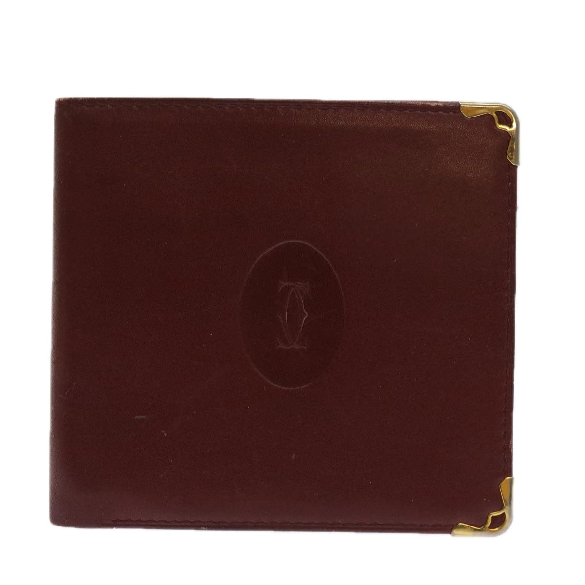 CARTIER Wallet Leather 8Set Wine Red Auth ar11263