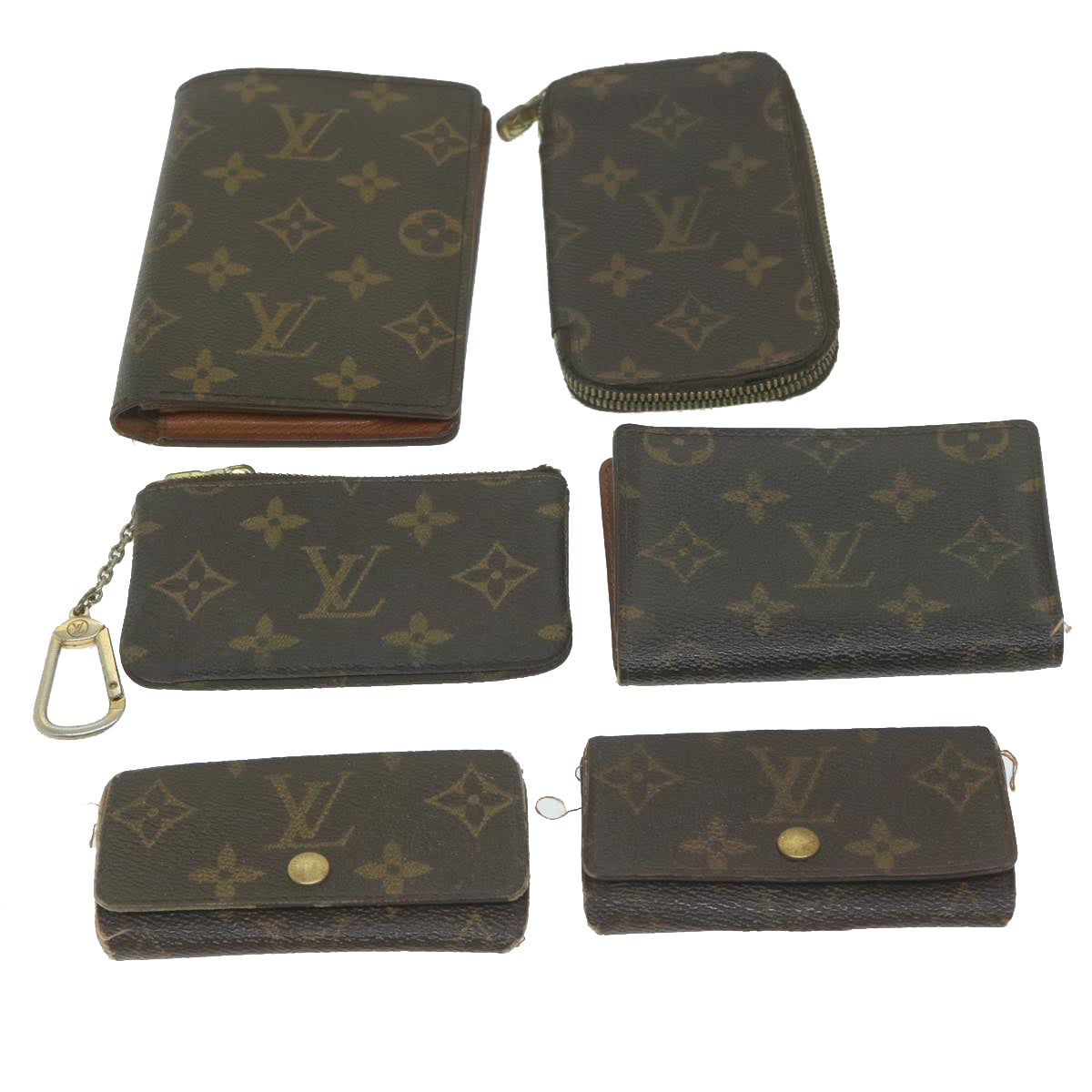 LOUIS VUITTON Monogram Key Coin Purse Wallet 5Set LV Auth ar11275