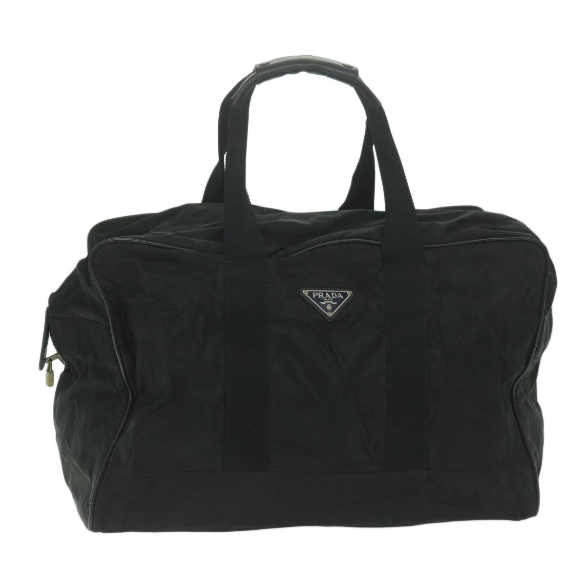 PRADA Boston Bag Nylon Black Auth ar11307