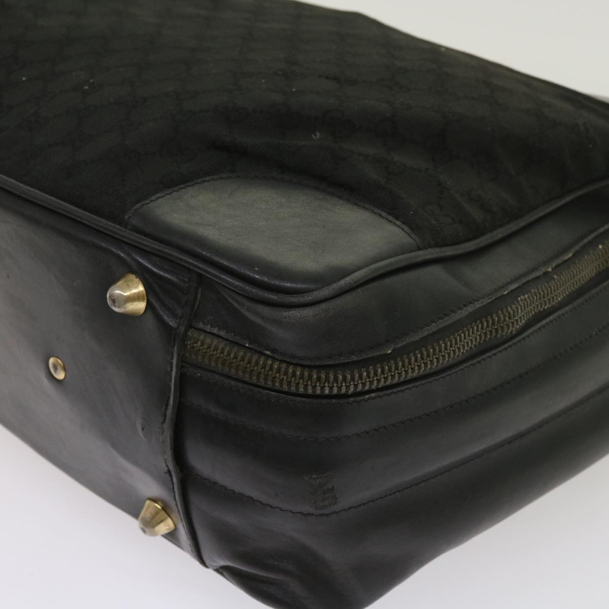 GUCCI GG Canvas Web Sherry Line Boston Bag Black Green Red Auth ar11324