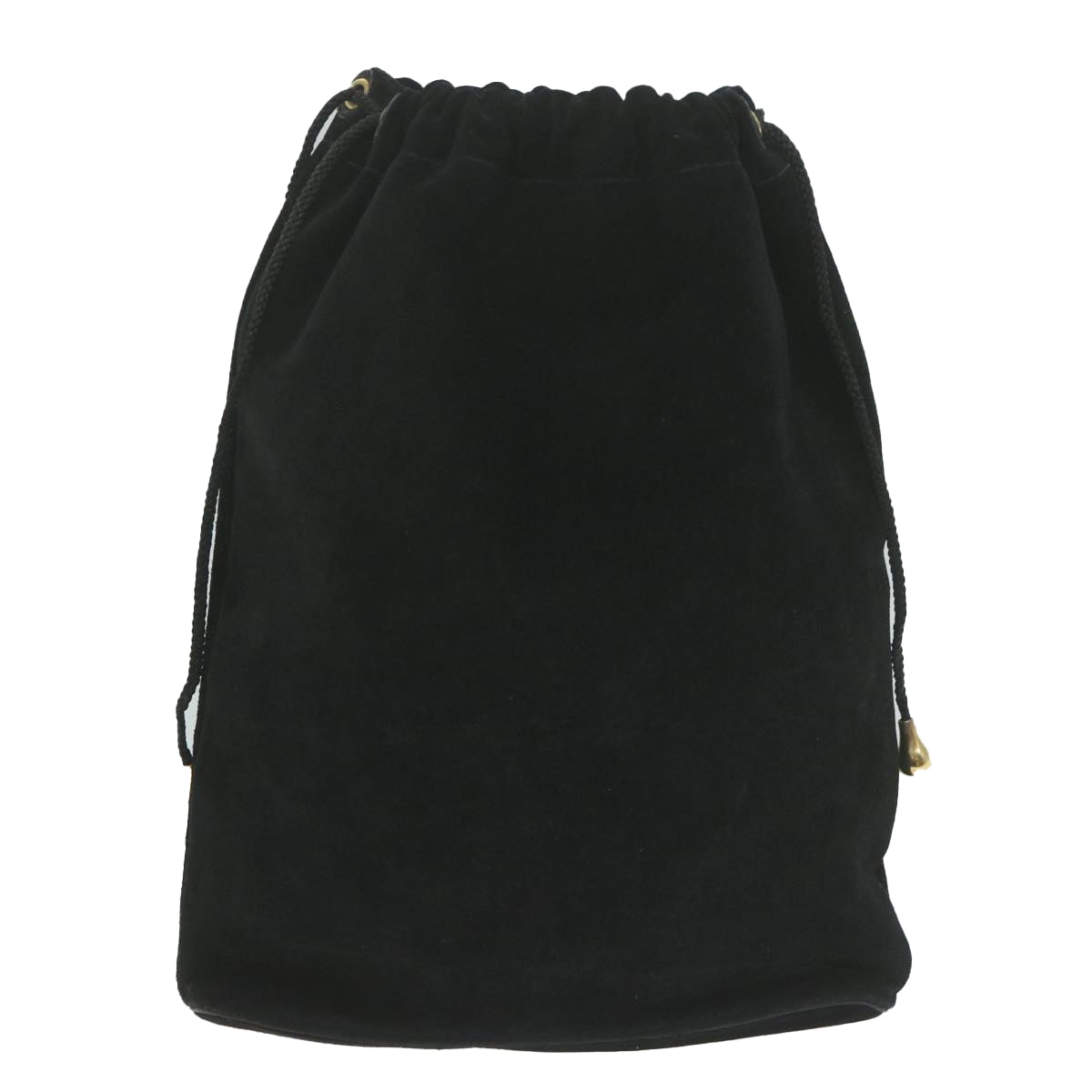 GUCCI Drawstring Pouch Pouch Suede Black Auth ar11339