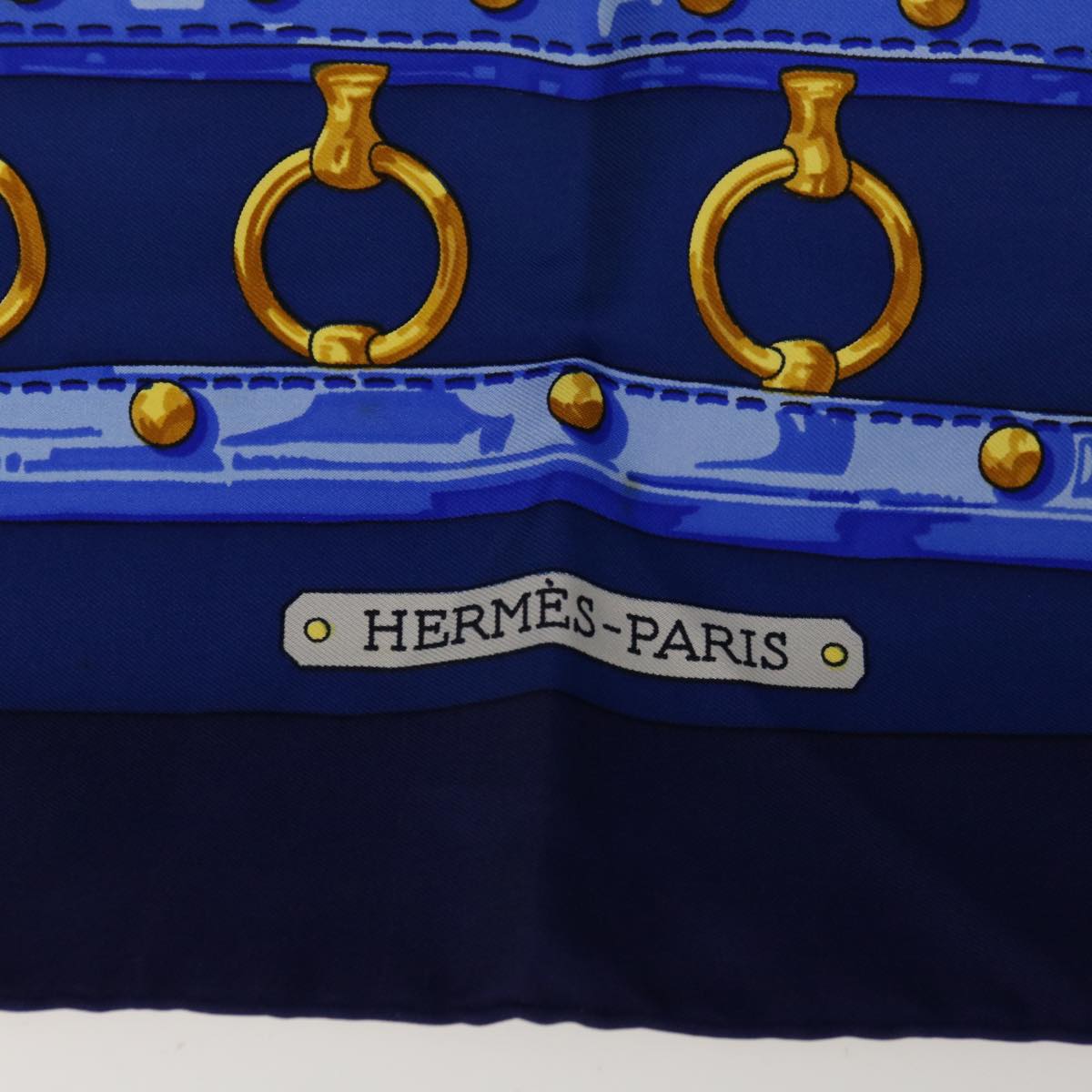 HERMES Carre 90 aux champs Scarf Silk Blue Auth ar11347