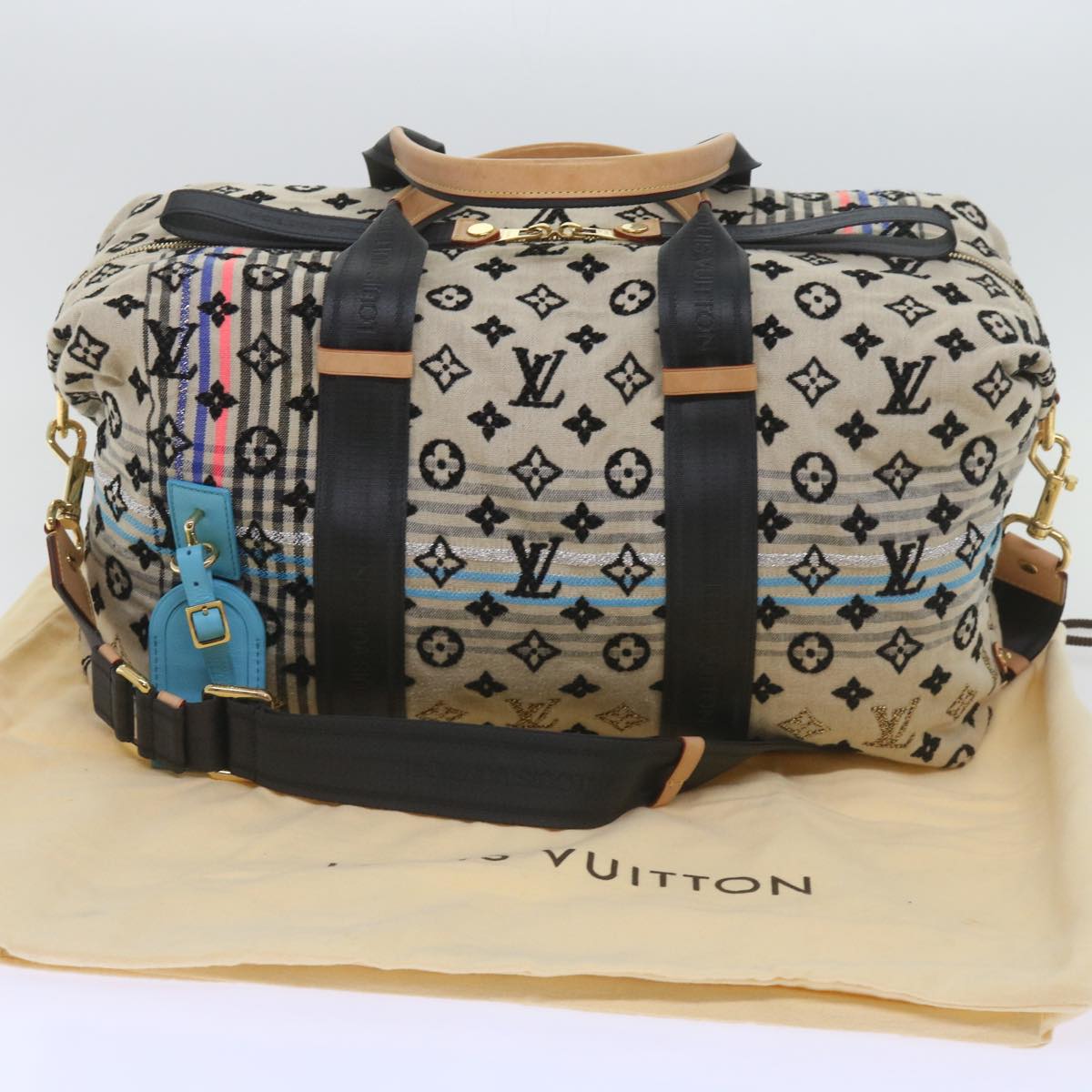 LOUIS VUITTON Monogram Scrunchie Touareg Boston Bag Beige M40360 Auth ar11371A