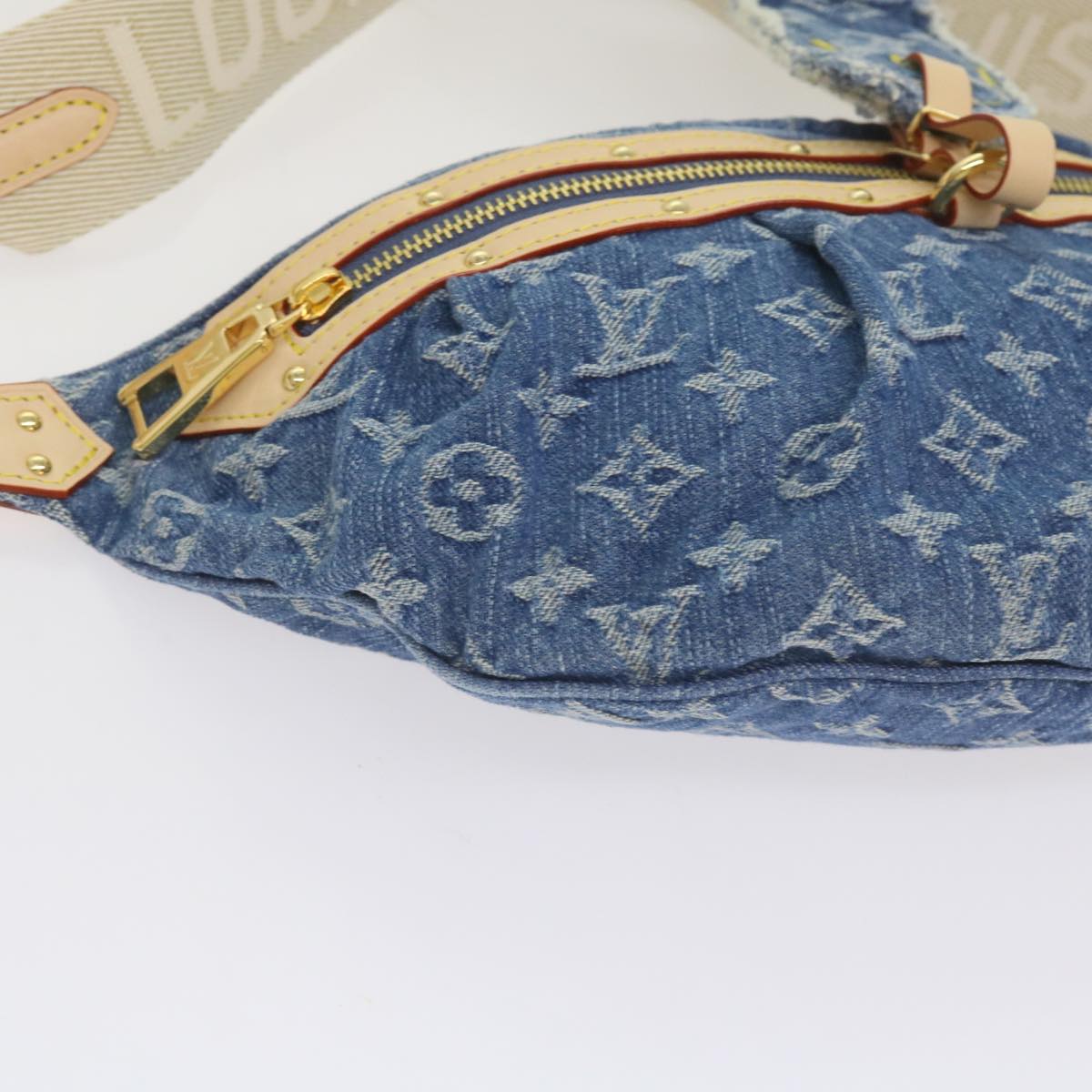 LOUIS VUITTON Monogram Denim High Rise Waist bag Blue M46837 LV Auth ar11395S