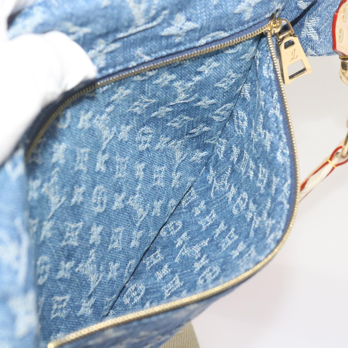 LOUIS VUITTON Monogram Denim High Rise Waist bag Blue M46837 LV Auth ar11395S