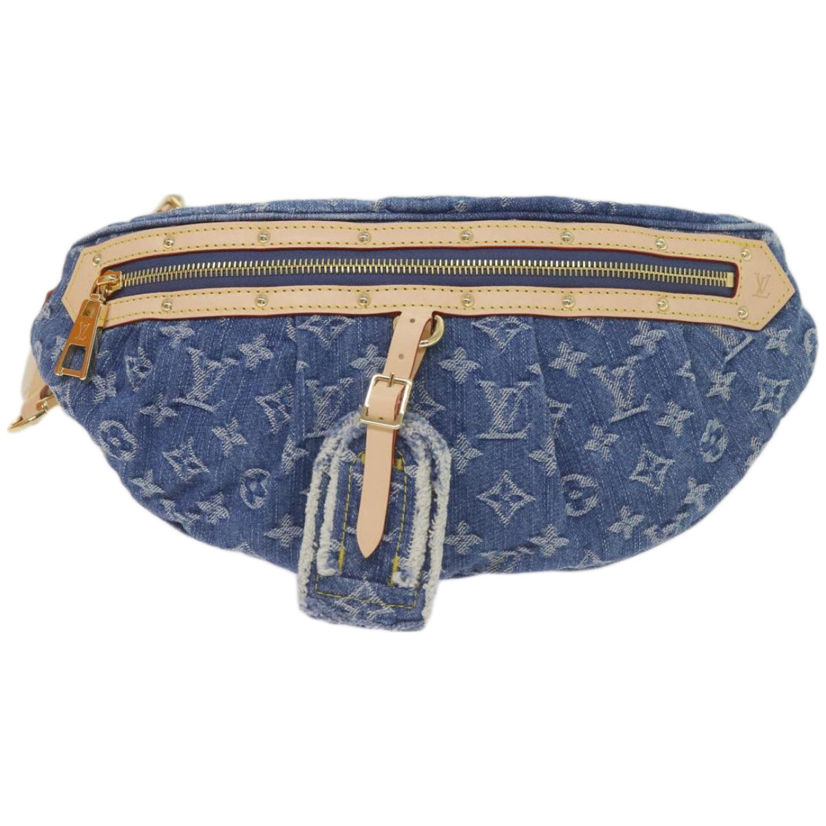 LOUIS VUITTON Monogram Denim High Rise Waist bag Blue M46837 LV Auth ar11395S