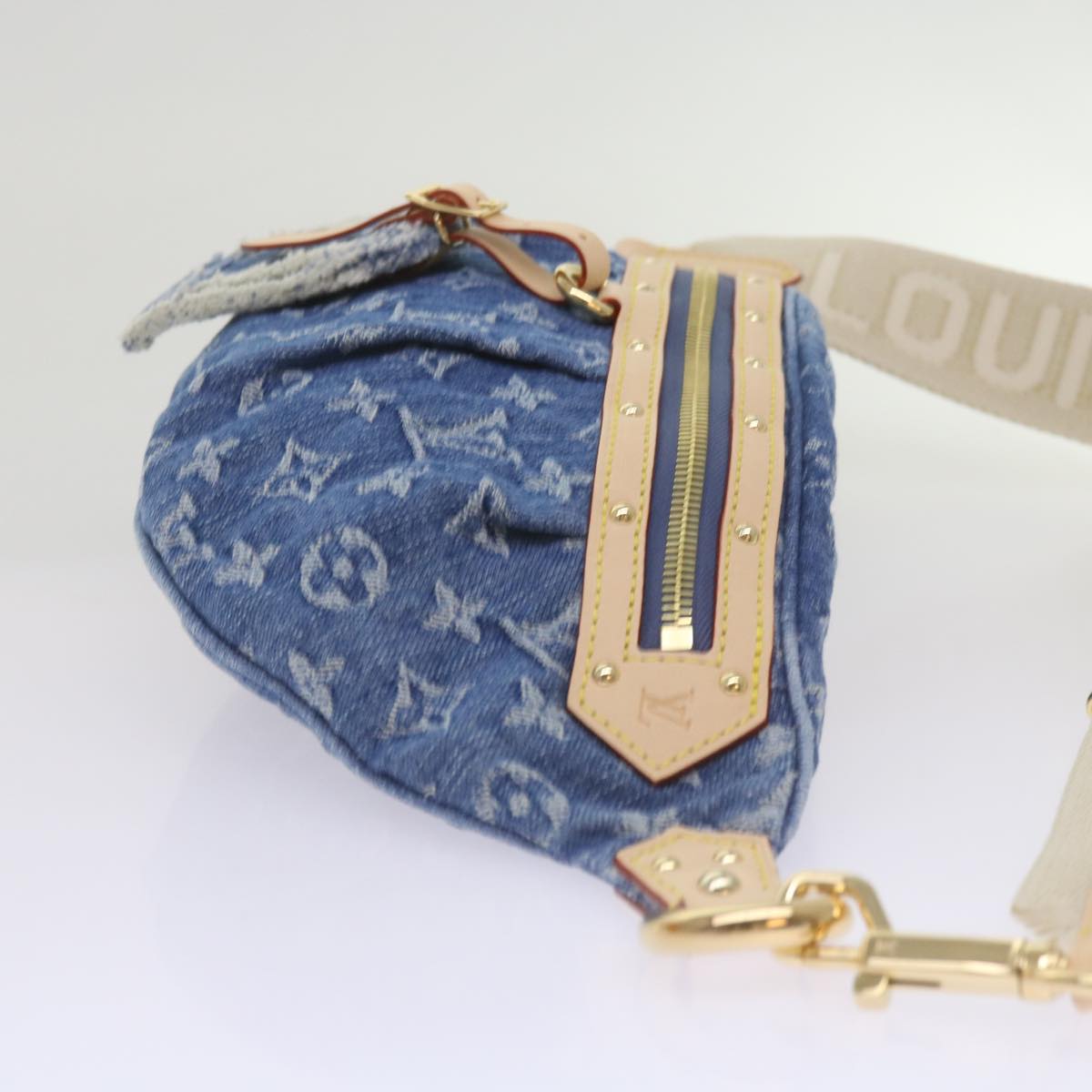 LOUIS VUITTON Monogram Denim High Rise Waist bag Blue M46837 LV Auth ar11395S